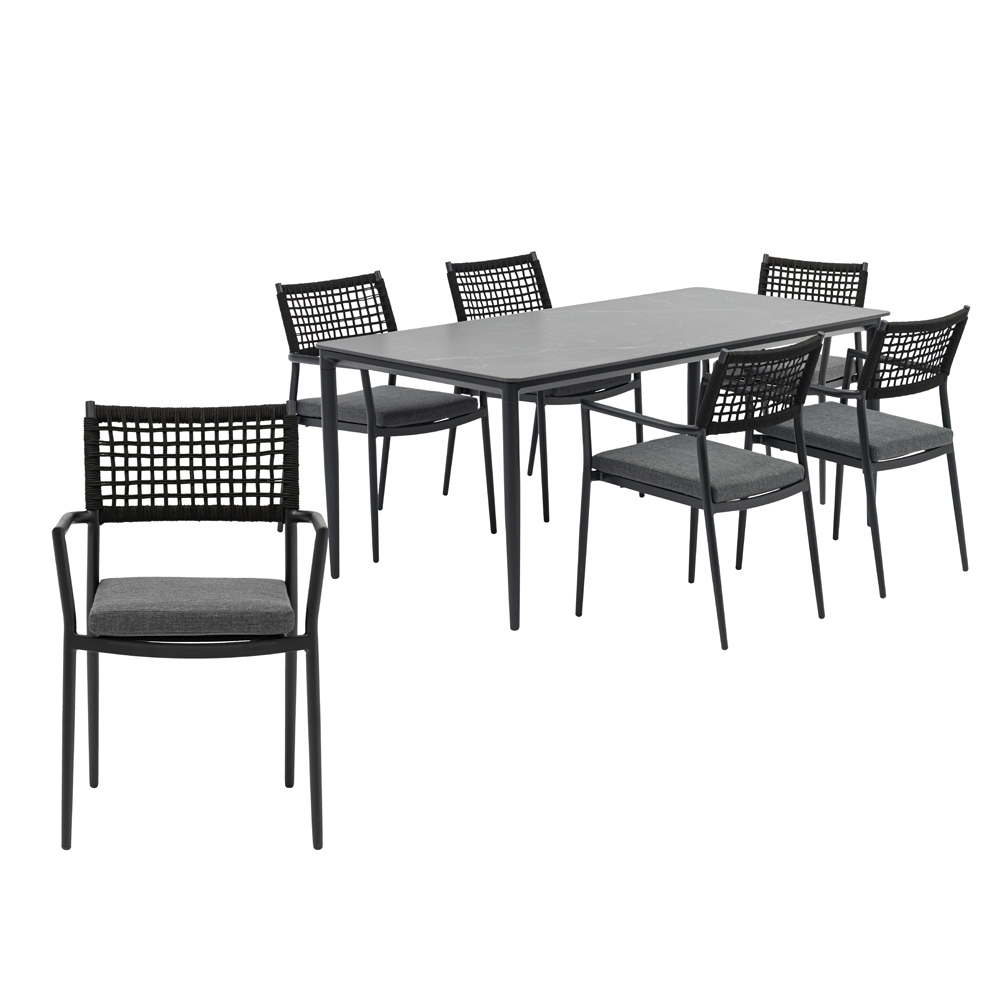 Liv Dining Set Zwart Voor 6 Personen Royal Seasons